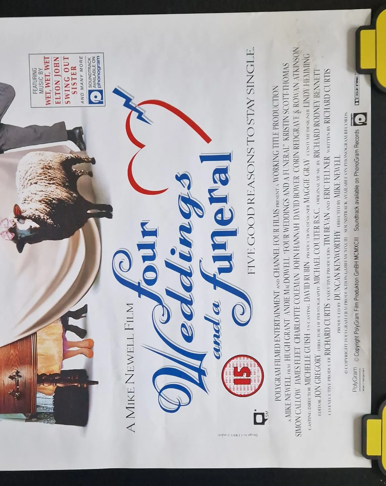 Four Weddings and a Funeral 1994 VHS Video Store Promo Poster – A2, изображение 3