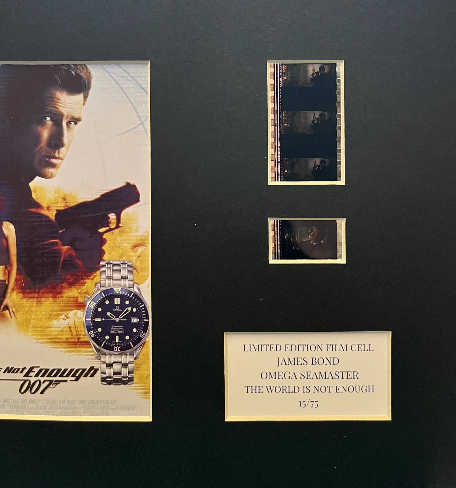OMEGA SEAMASTER WATCH. THE WORLD IS NOT ENOUGH . 35mm Film Cell Mounted Display, image 4