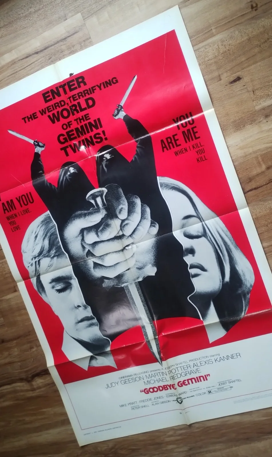 Goodbye Gemini 1970 original large USA movie poster Judy Geeson Twinsanity, изображение 2