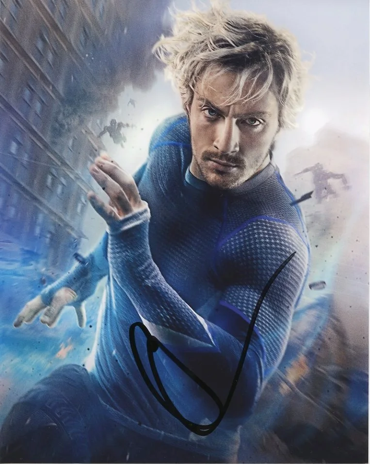 James Badge Dale — Aaron Taylor Johnson signed Avengers Age Of Ultron 8x10 Quicksilver photo