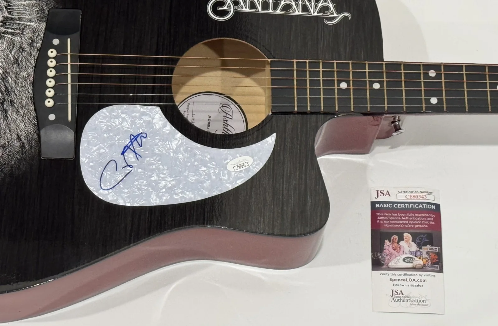 CARLOS SANTANA SIGNED CUSTOM ACOUSTIC GUITAR AUTOGRAPHED LEGEND JSA COA, изображение 2