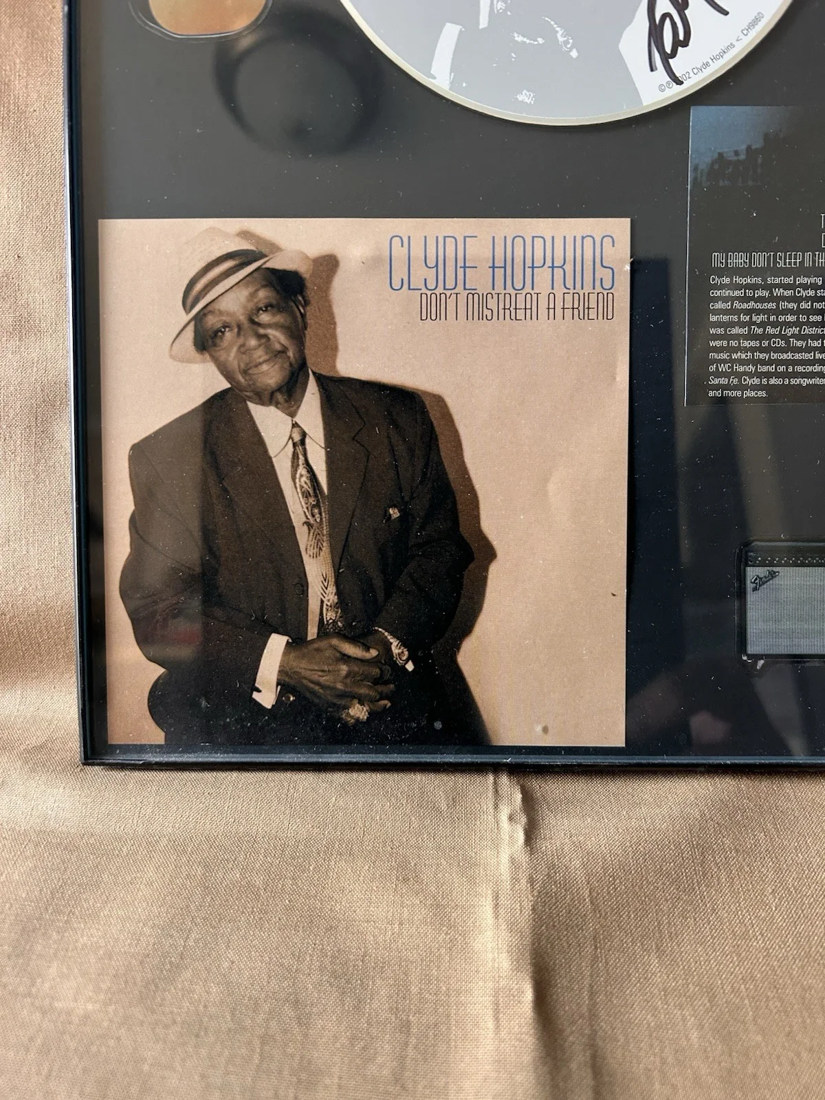 CLYDE HOPKINS BLUES ARTISTS AUTOGRAPHED CD WITH COVER AND FRAMED, изображение 3
