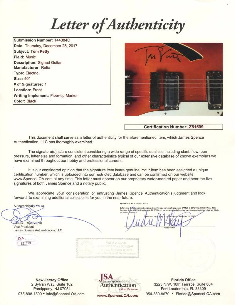 Tom Petty — Tom Petty Signed Autograph Full Size Signature Rickenbacker Guitar w/ JSA COA, изображение 4