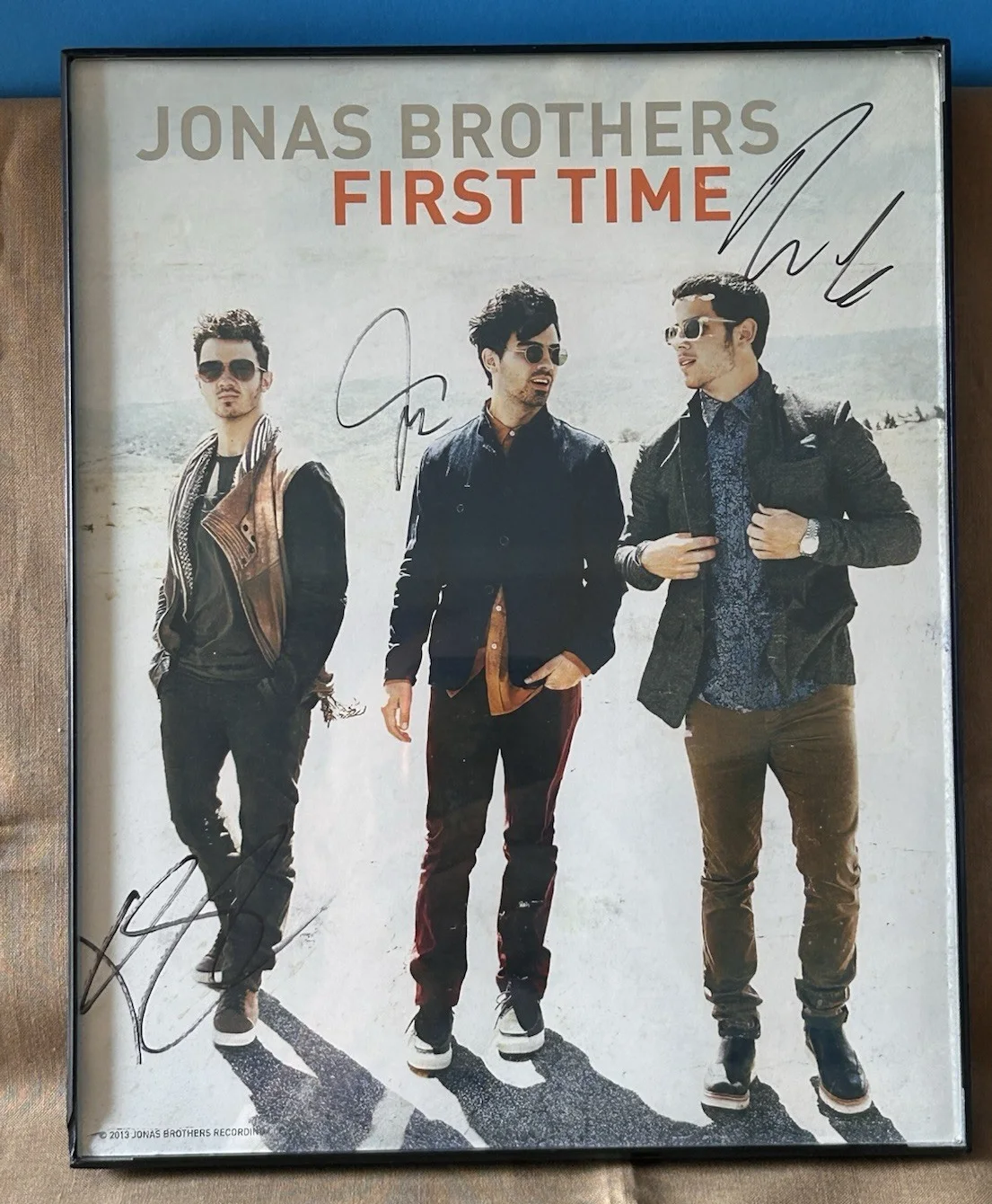 Joe Jonas, Kevin Jonas, Nick Jonas — Jonas Brothers Autographed Signed photo for road crew only Framed