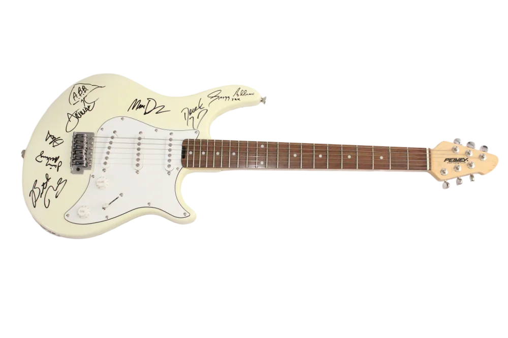 Gregg Allman, Oteil Burbridge, Jimmy Herring, Jaimoe, Mark Quinon — The Allman Brothers Full Band Signed Autograph Guitar - Gregg Jaimoe +5 JSA COA, изображение 2