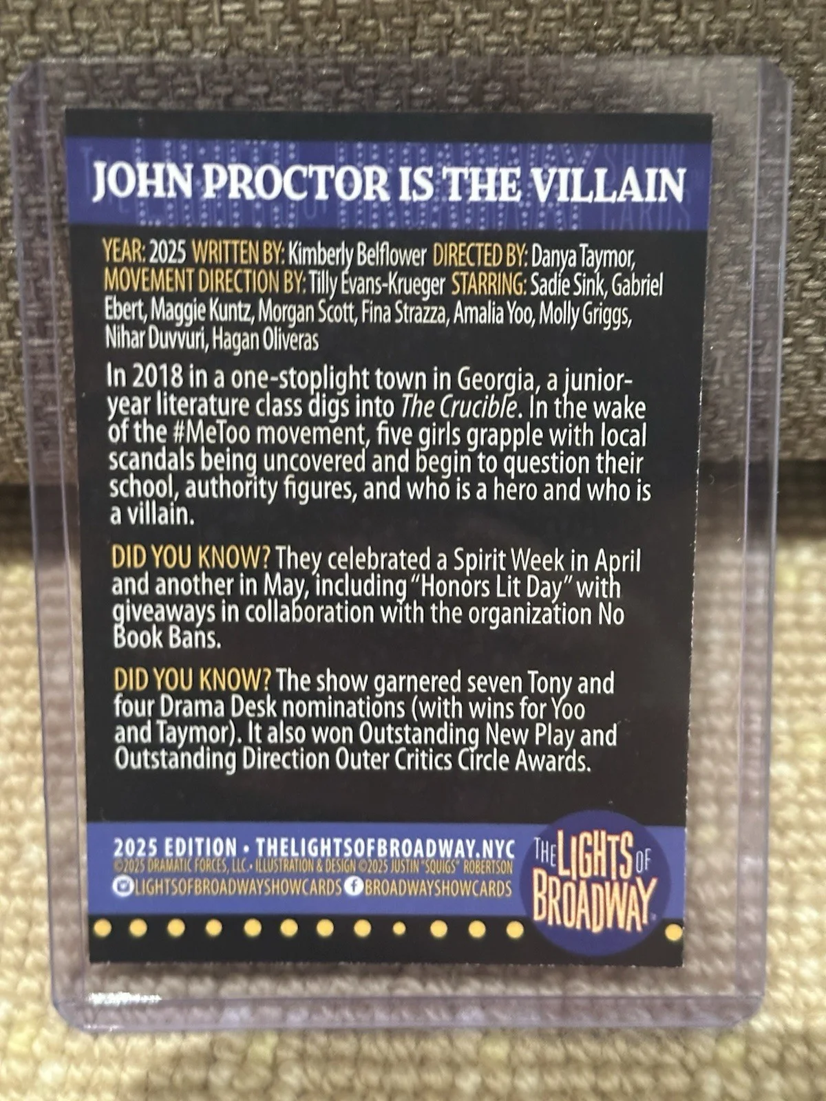 John Proctor Is The Villain Signed Lights Of Broadway Trading Card, изображение 2