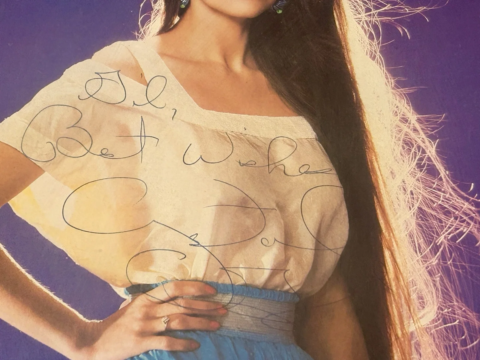 crystal gayle autographed framed photo Vintage, изображение 3