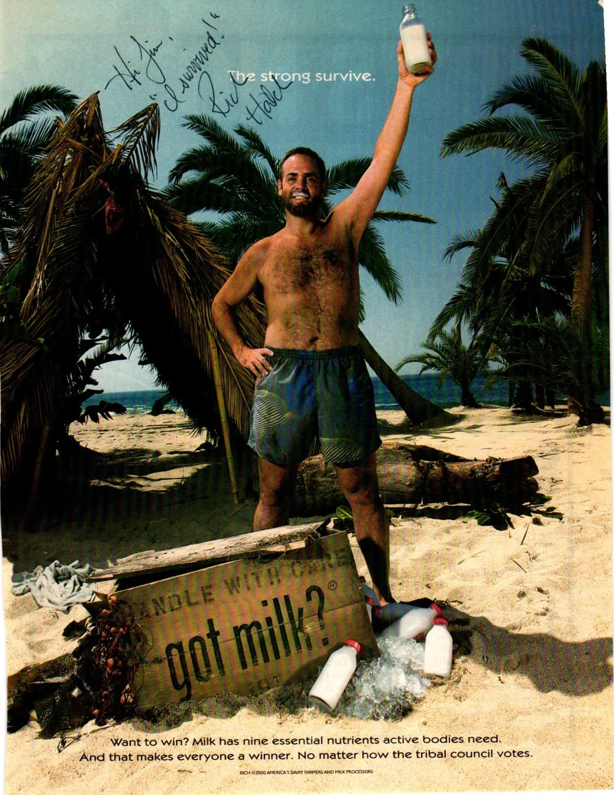 Richard Hatch — Richard Hatch Signed Got Milk Ad Magazine Photo Survivor 2000