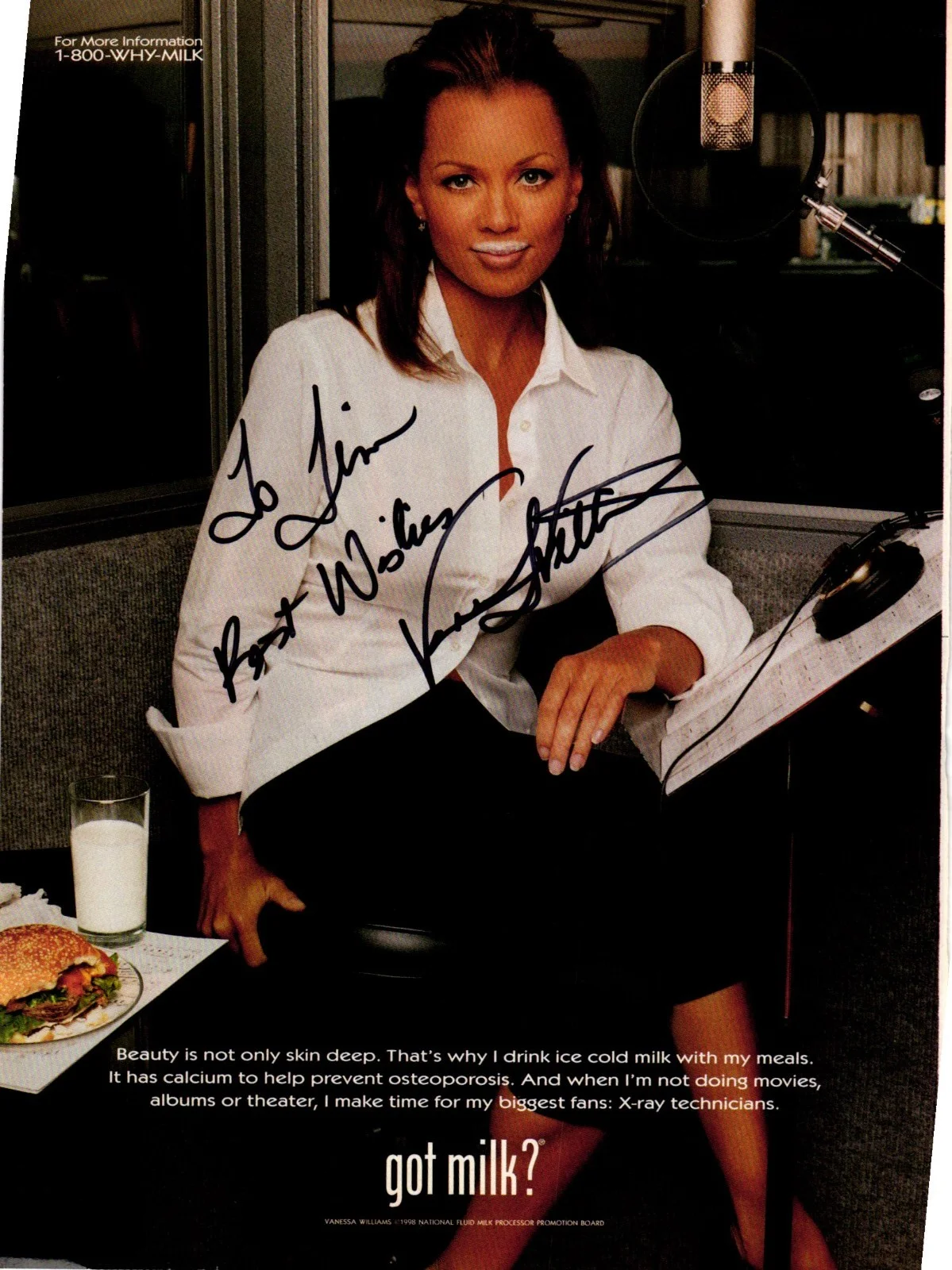 Vanessa Williams — Vanessa Williams Signed Got Milk Ad Magazine Photo