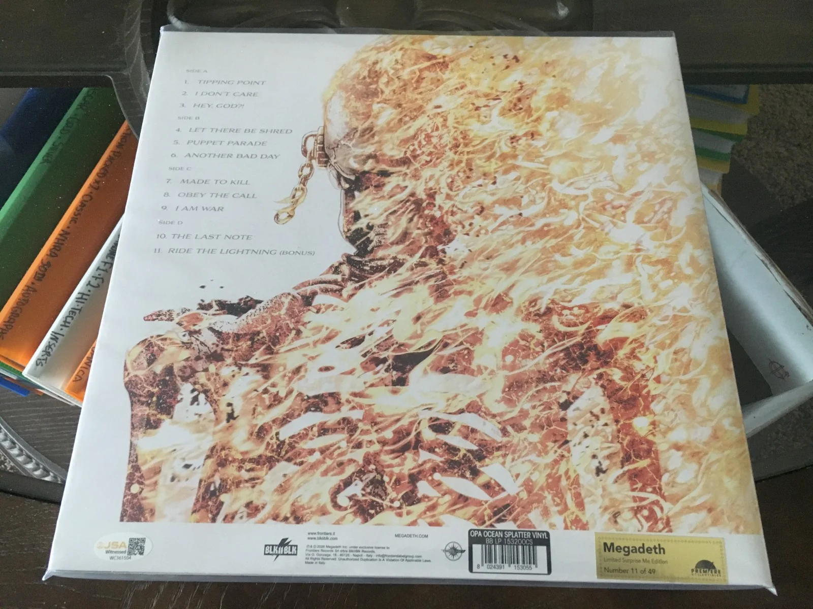 MEGADETH BAND CRIMSON SIGNED 2LP JSA COA SURPRISE ME OCEAN SPLATTER VINYL 11/49\, изображение 2