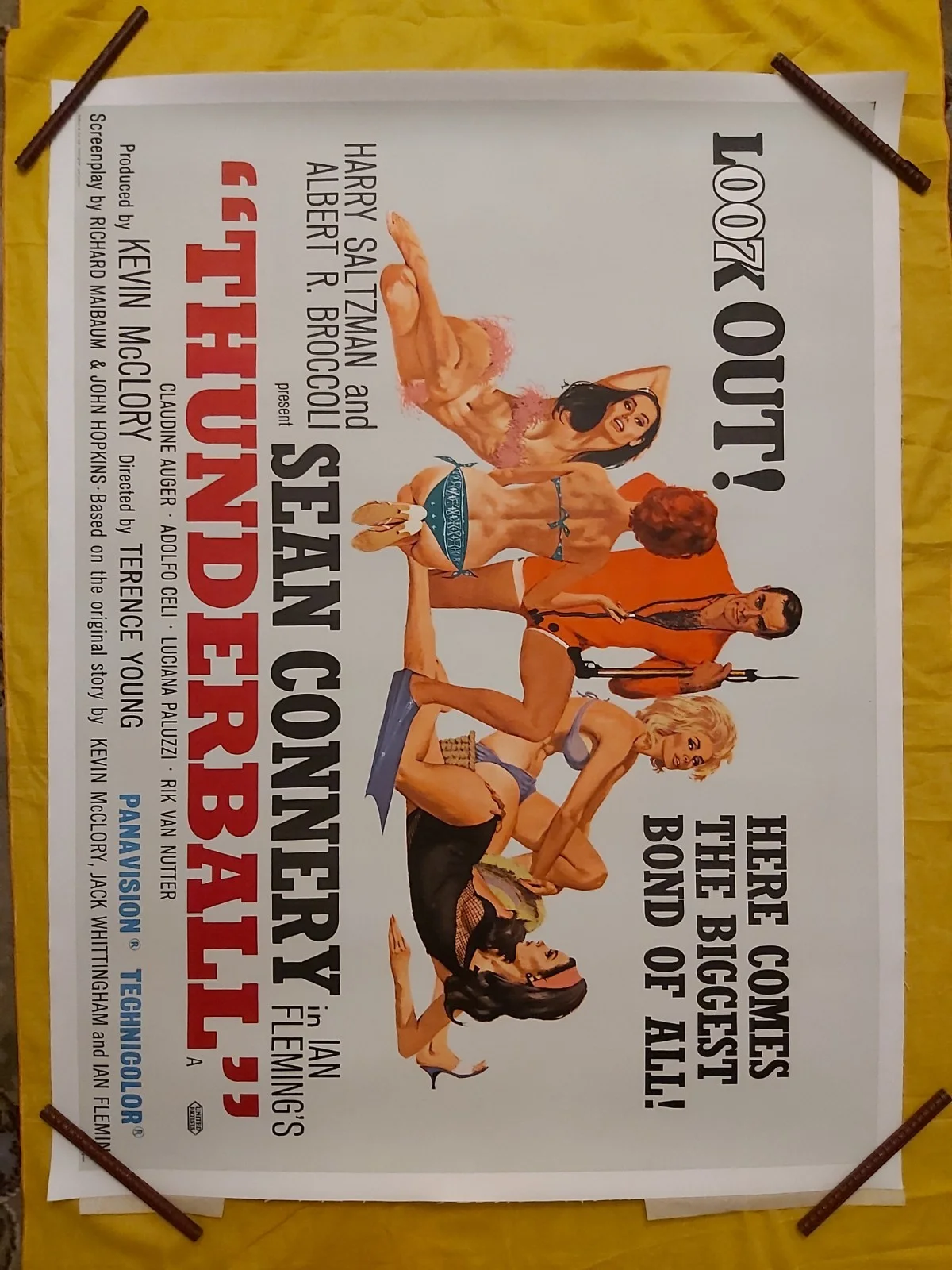 THUNDERBALL (1965) JAMES BOND ORIGINAL UK QUAD POSTER 30x 40 on LINEN, image 2