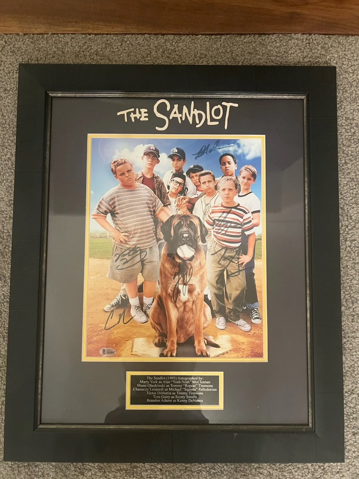 Marty York, Shane Obedzinski, Chauncey Leopardi, Victor DiMattia — The Sandlot Cast Autographed Framed Original Photo Beckett Authenticated