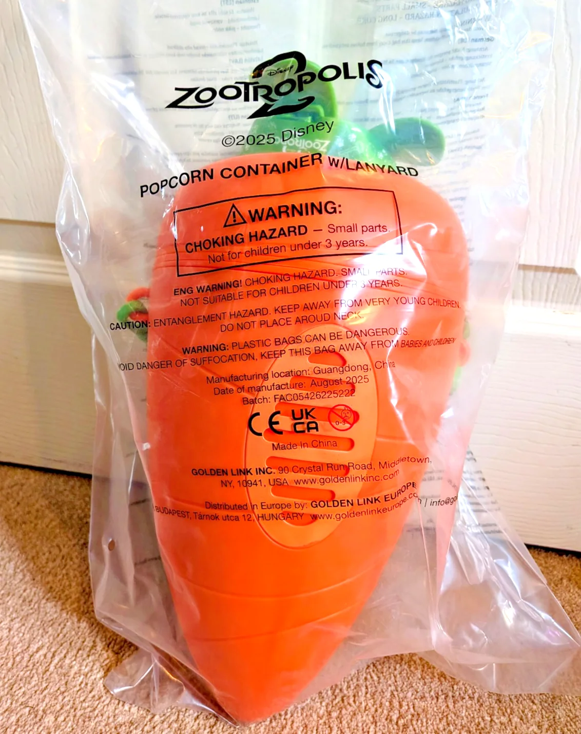 Zootropolis 2 Zootopia Cineworld Disney Limited Edition Carrot Popcorn Holder, изображение 5
