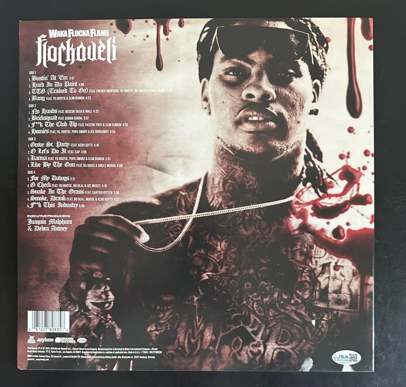 WAKA FLOCKA FLAME SIGNED FLOCKAVELI VINYL RECORD ALBUM LP LE 3000 JSA COA, изображение 4