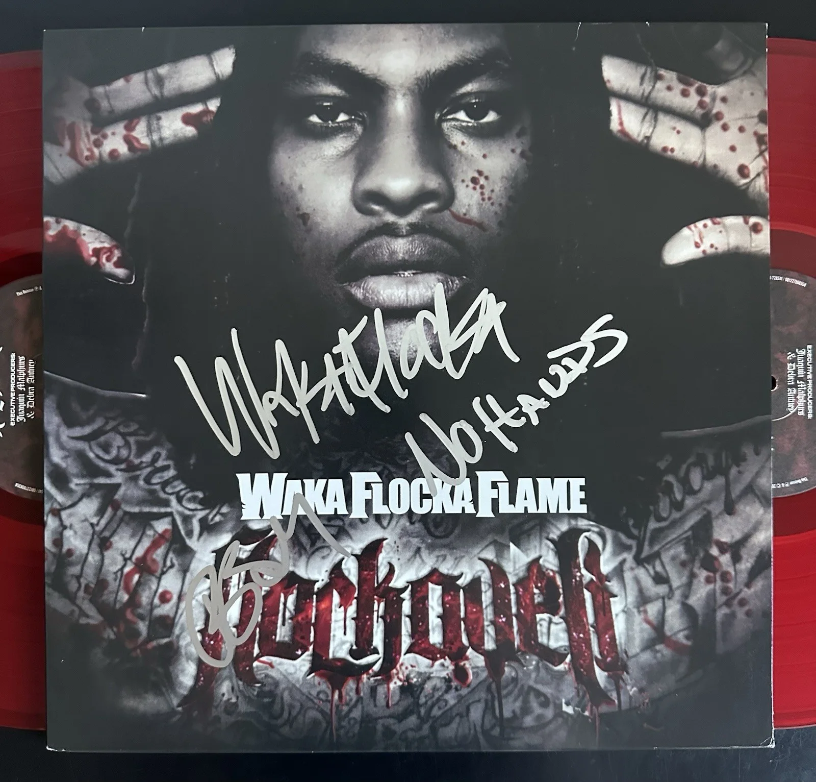 WAKA FLOCKA FLAME SIGNED FLOCKAVELI VINYL RECORD + NO HANDS INSC LE 3000 JSA COA, изображение 2
