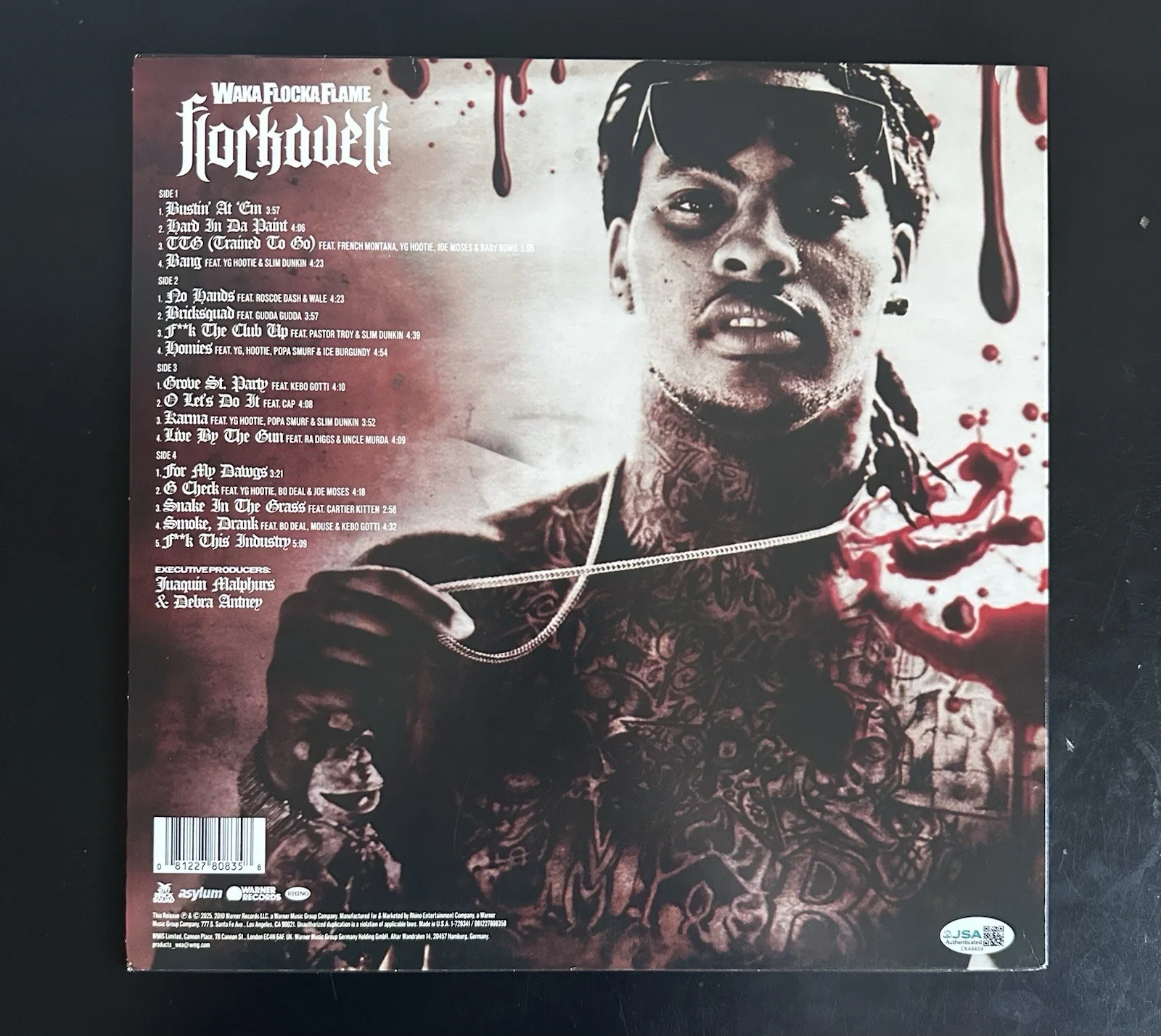 WAKA FLOCKA FLAME SIGNED FLOCKAVELI VINYL RECORD + NO HANDS INSC LE 3000 JSA COA, изображение 4
