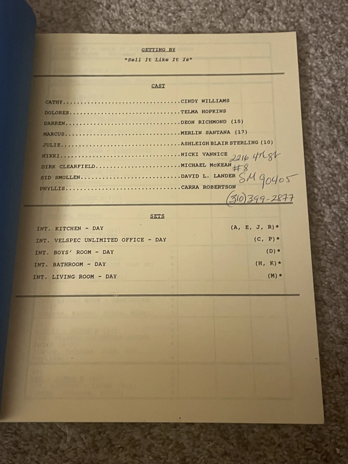 Cindy Williams — Cindy Williams Signed Getting By Sell It Like It Is Script, изображение 2