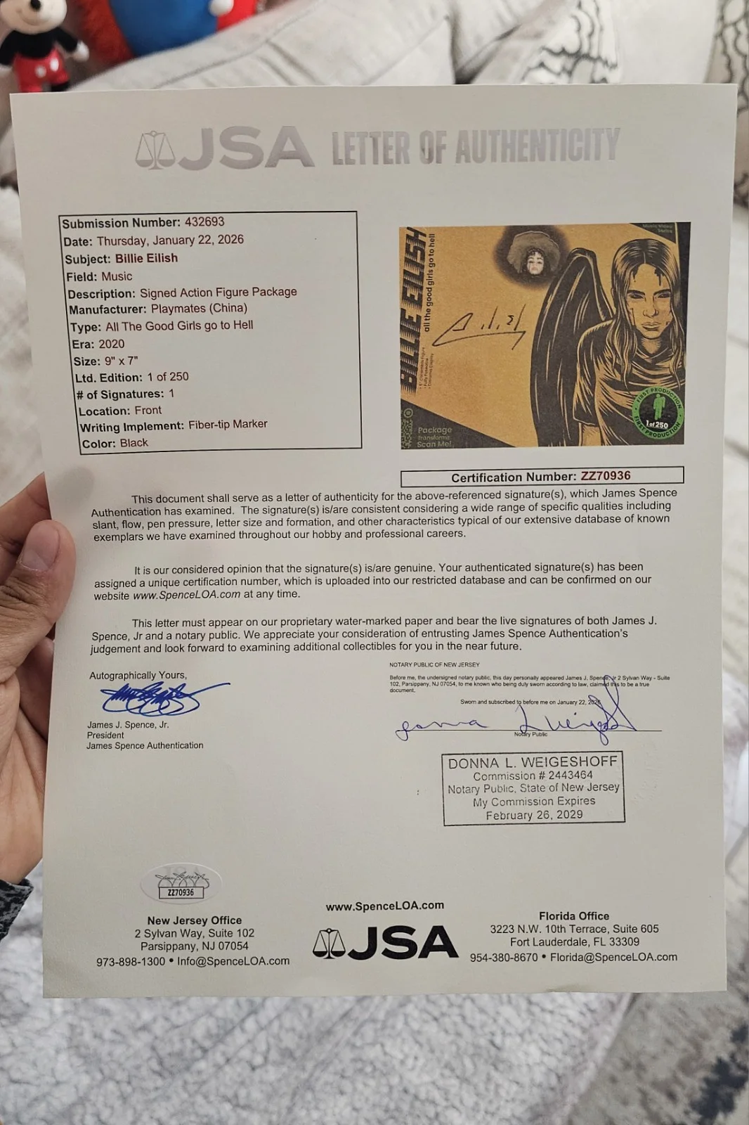 Billie Eilish Signed NTWRK ATGGGTH Figure First Production (Only 25 Signed) JSA, image 2