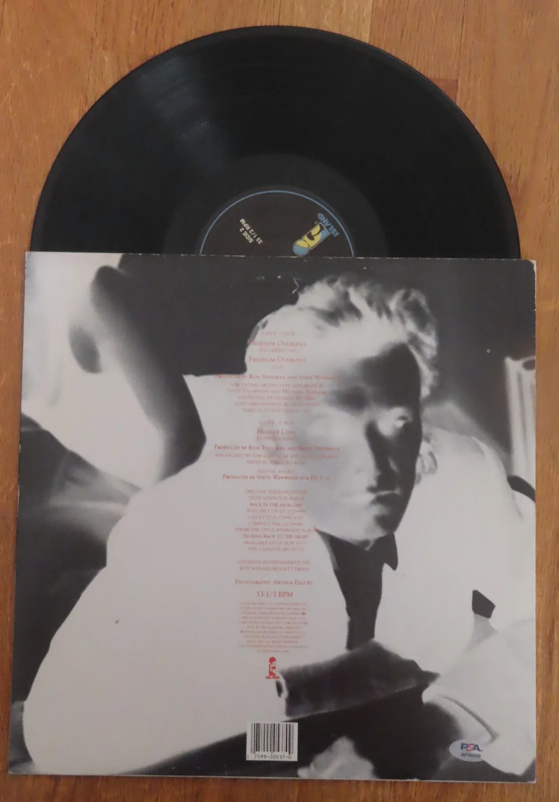 STEVE WINWOOD signed FREEDOM OVERSPILL 1986 Maxi-Single Record PSA AP46959, изображение 2