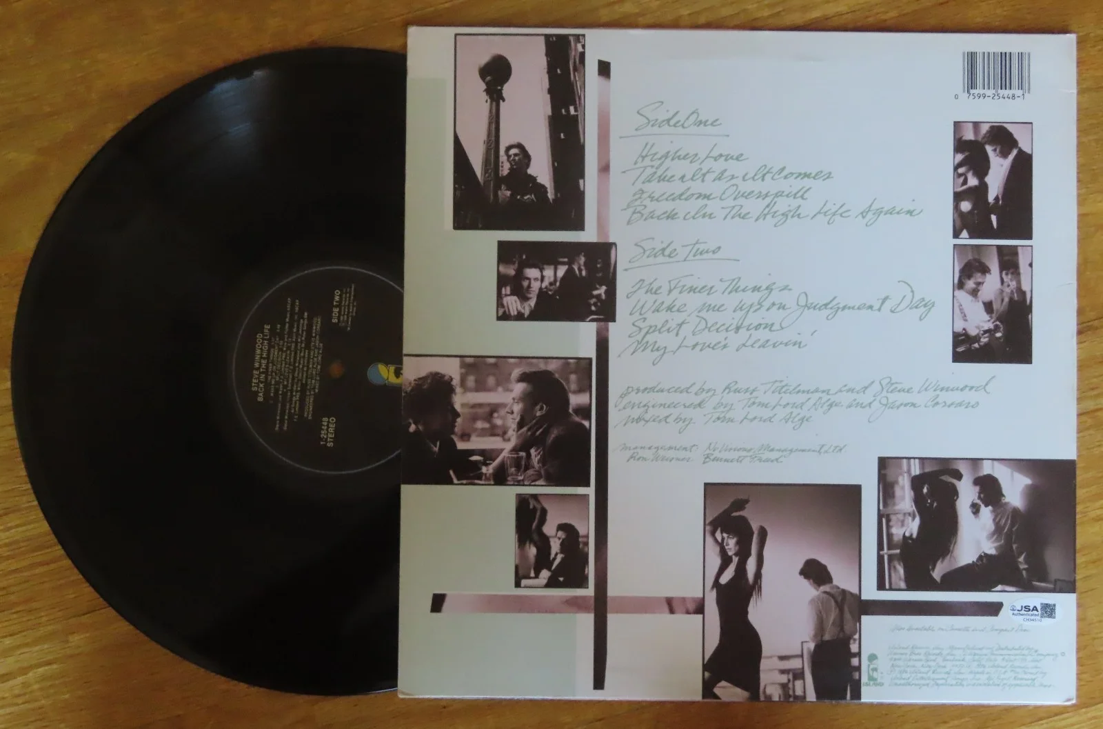 STEVE WINWOOD signed BACK IN THE HIGH LIFE Record Beckett CH34509 "Higher Love", изображение 3