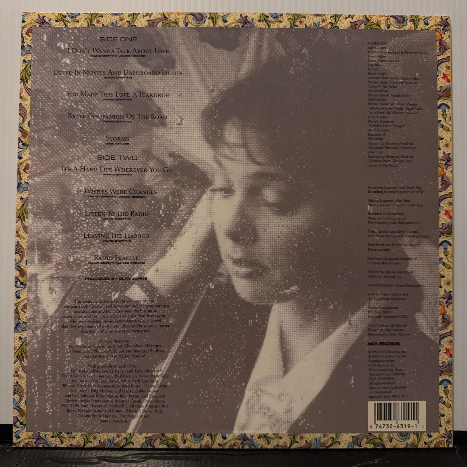 AUTOGRAPHED! NANCI GRIFFITH "Storms" vinyl MCA-6319 AUTOGRAPHED ON COVER TO MIRO, изображение 4