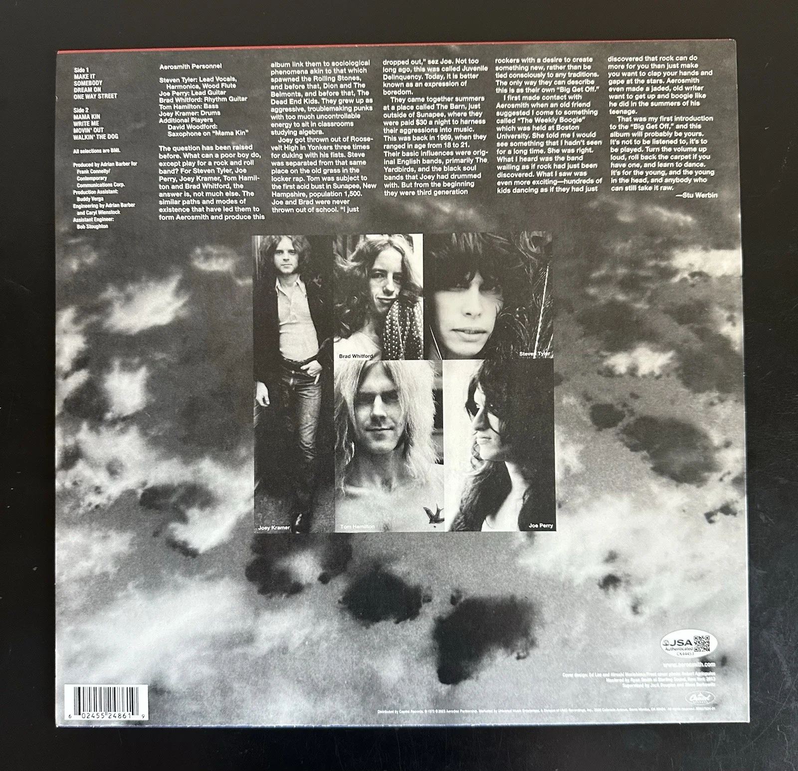 TOM HAMILTON SIGNED AEROSMITH SELF-TITLED VINYL RECORD ALBUM LP BASSIST JSA COA, image 4