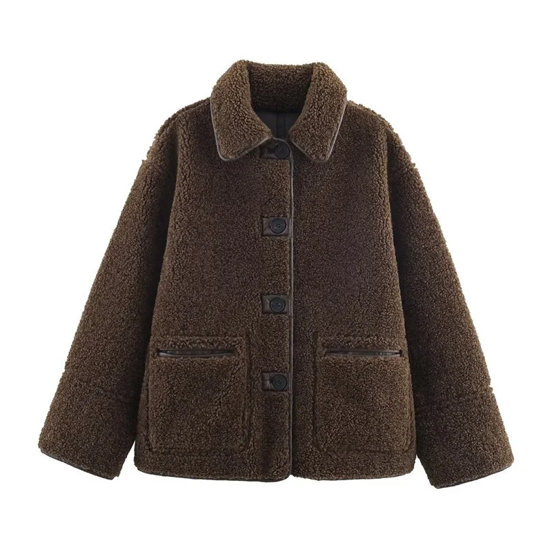 Womens Cozy Casual Double-Sided Leather-and-Fur All-in-One Coat For Warmth And S, изображение 3