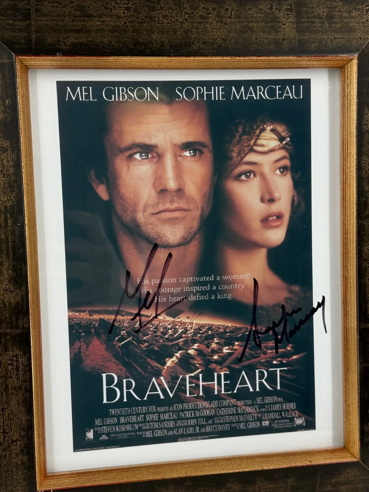 Sophie Marceau, Mel Gibson — Mel Gibson Sophie Marceau AUTOGRAPHED Brave Heart Movie Poster Photograph, изображение 2