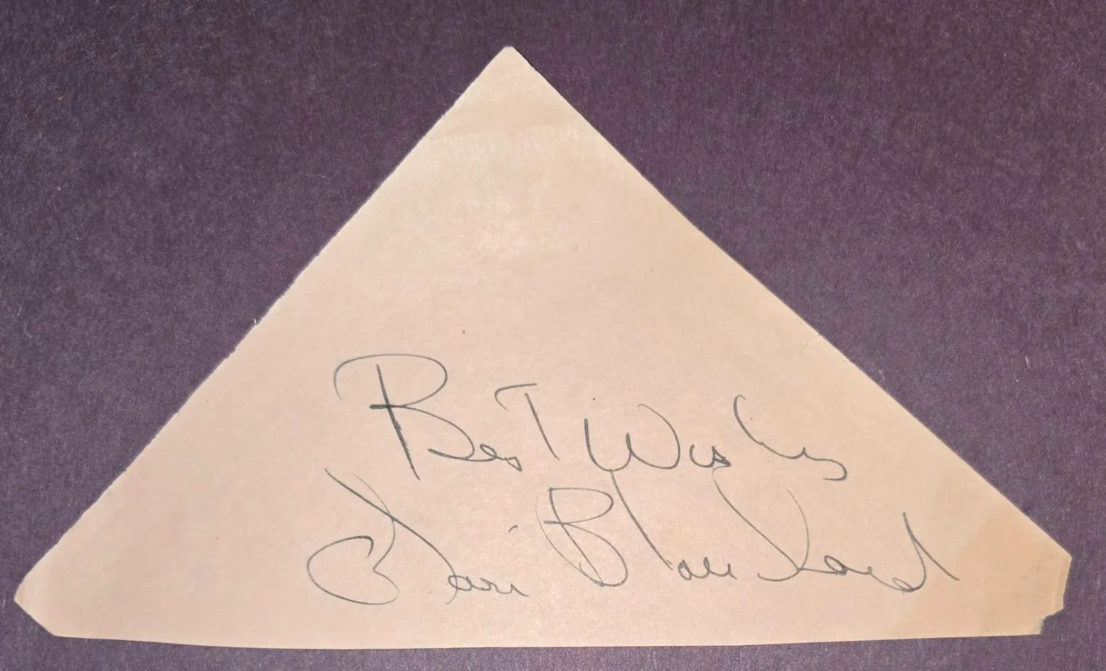Mari Blanchard — Mari Blanchard SIGNED Pink Cut Stationery 'B' Movie Femme Fatale TV Film d. 1970, изображение 2