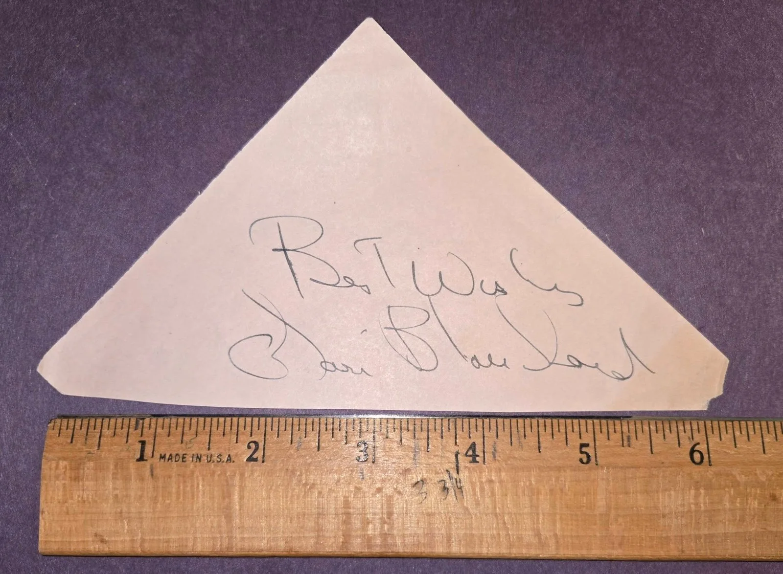 Mari Blanchard — Mari Blanchard SIGNED Pink Cut Stationery 'B' Movie Femme Fatale TV Film d. 1970, изображение 3