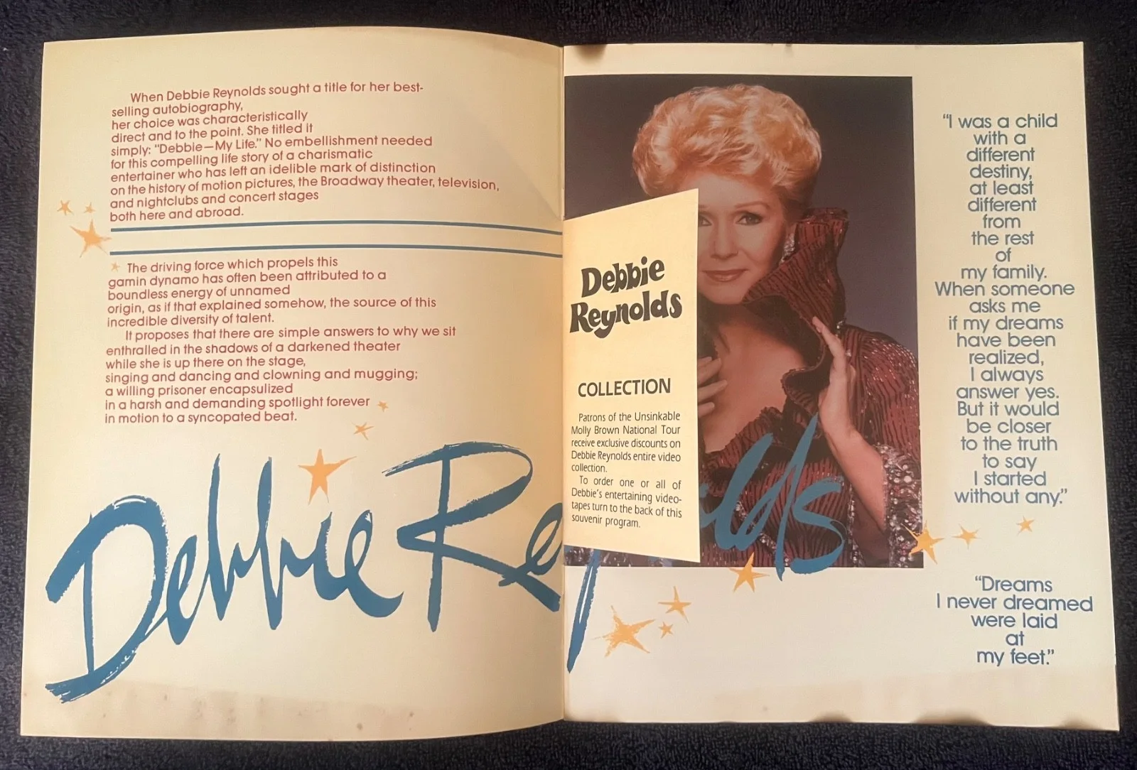 Debby Reynolds — DEBBIE REYNOLDS SOUVENIR PROGRAM Biography Book Signed autograph 70’s, image 3