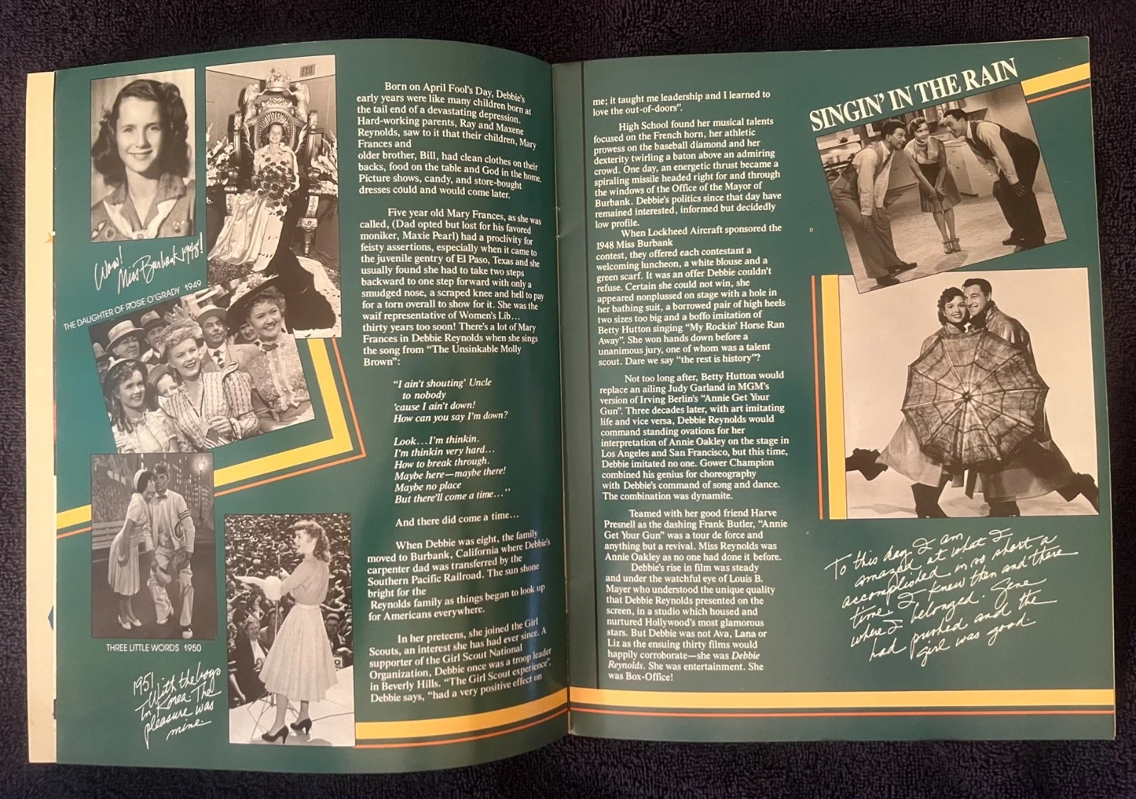 Debby Reynolds — DEBBIE REYNOLDS SOUVENIR PROGRAM Biography Book Signed autograph 70’s, image 5