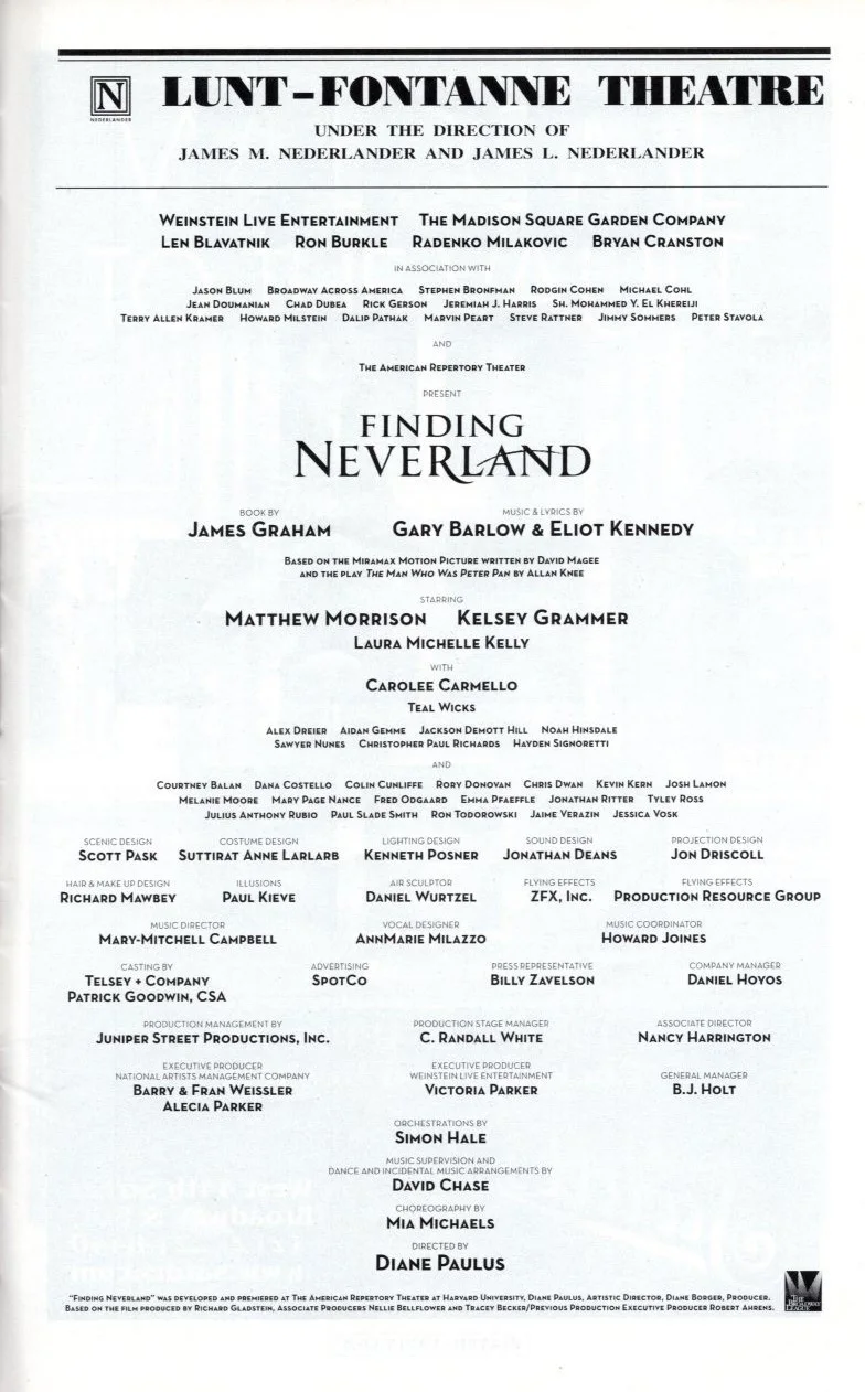 Cast — Finding Neverland Signed Autographed Cast Color Playbill Kelsey Grammer, image 2