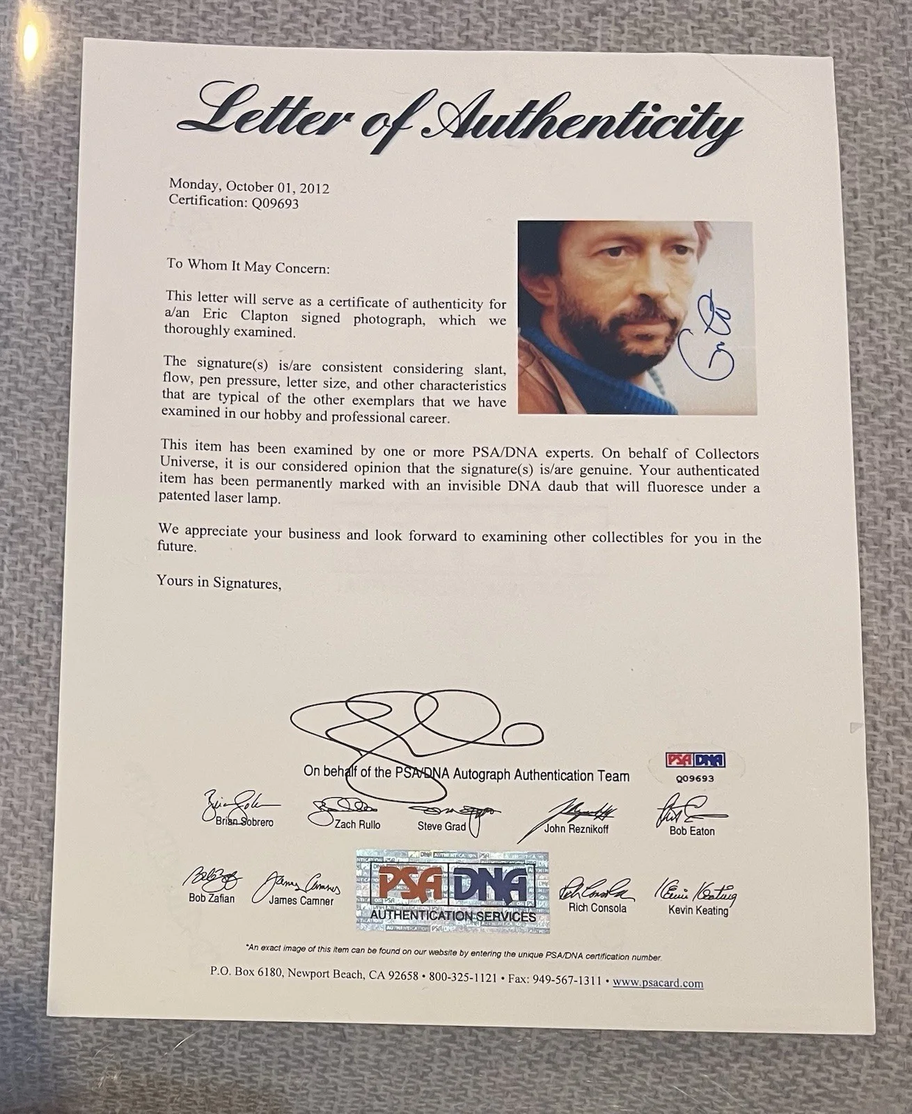 Eric Clapton Signed 8x10 Photo PSA/DNA Mint 9 NICE Autograph Rare, изображение 3