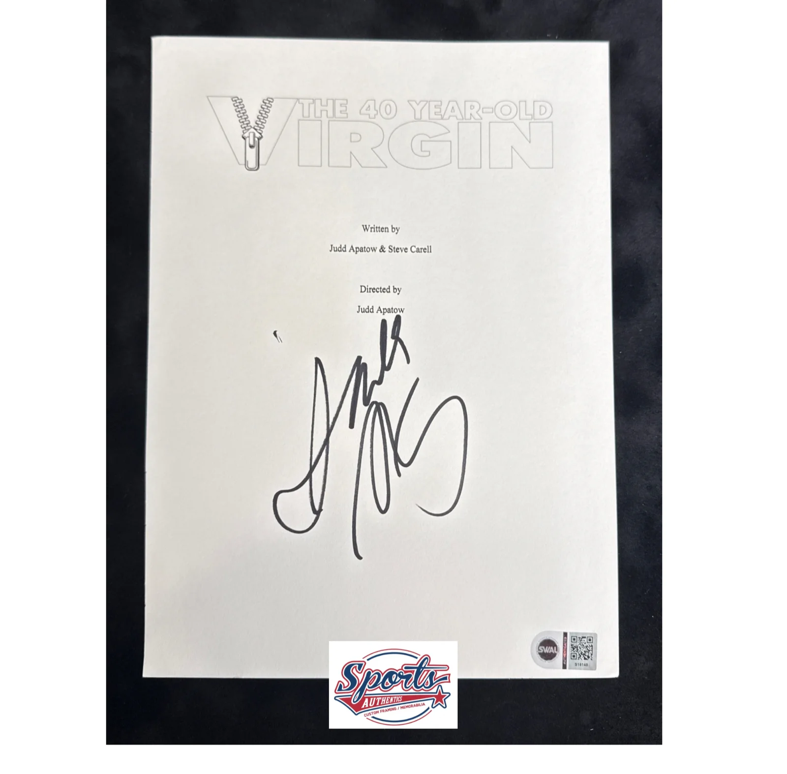 Judd Apatow — Judd Apatow Signed 8x10 The 40 Year Old Virgin Script Cover Only SWAU S18148