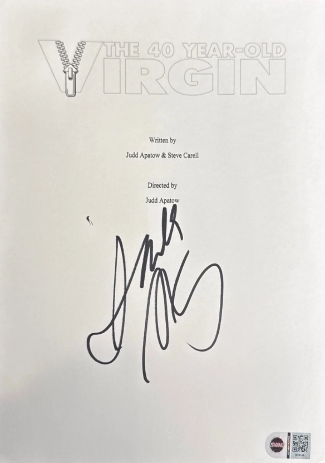 Judd Apatow — Judd Apatow Signed 8x10 The 40 Year Old Virgin Script Cover Only SWAU S18148, изображение 2