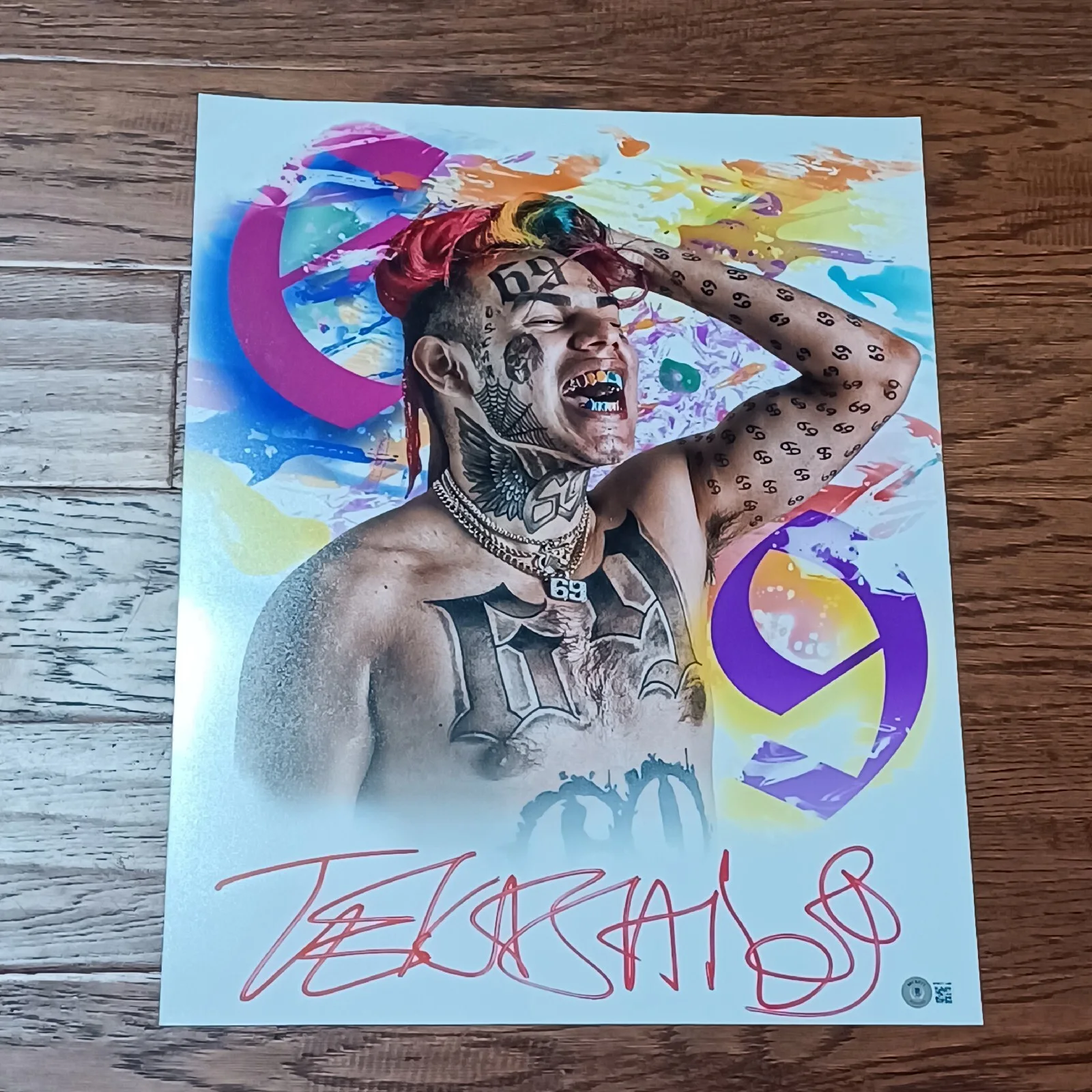 TEKASHI 6ix9ine TATTLE TALES SIGNED 16x20in PHOTO #1. Beckett. Pre-owned, изображение 2
