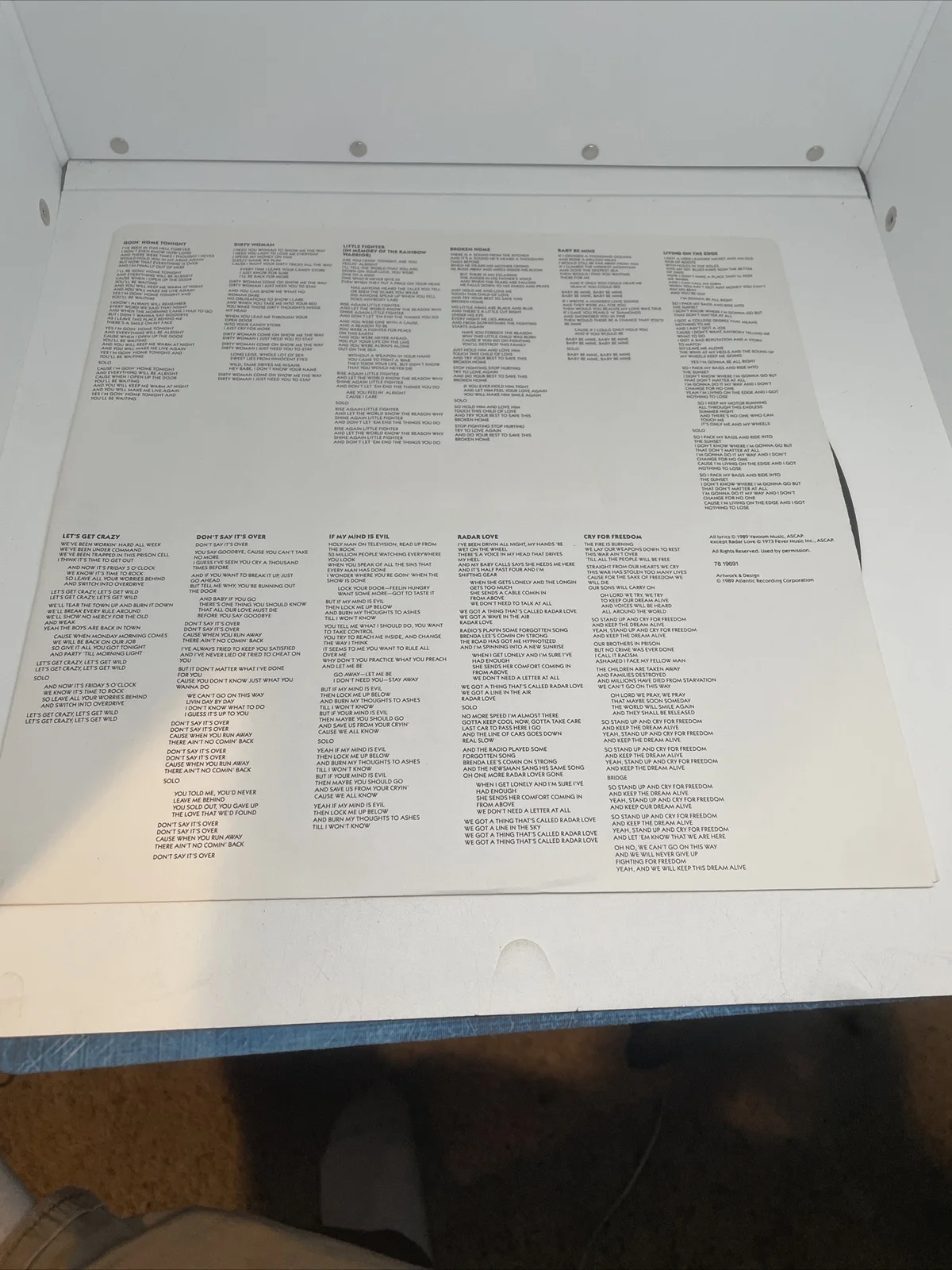 White Lion Big Game Vinyl Album Original 1989 A1-81969 Mike Tramp Signed, image 5