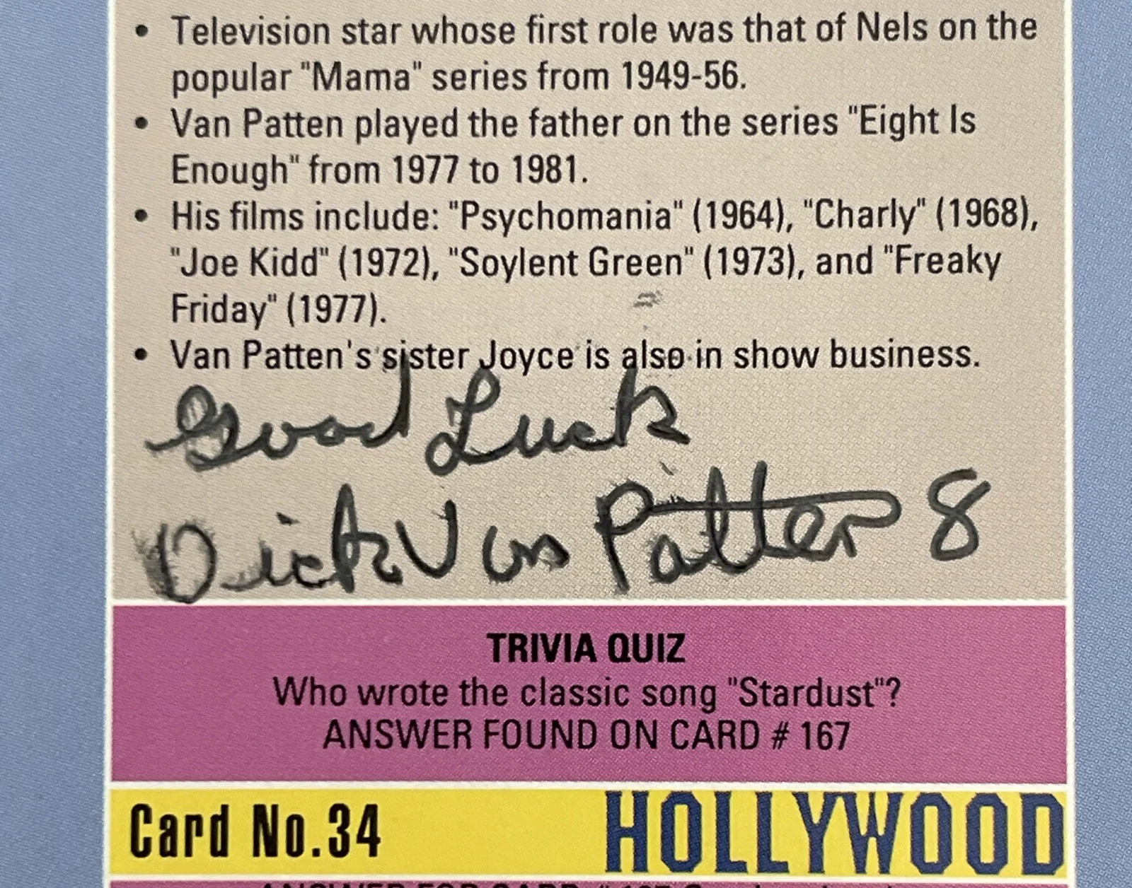DICK VAN PATTEN Hollywood: Hand Signed Celebrity Photo Card 2.5 x 3.5”/ KSK, изображение 4
