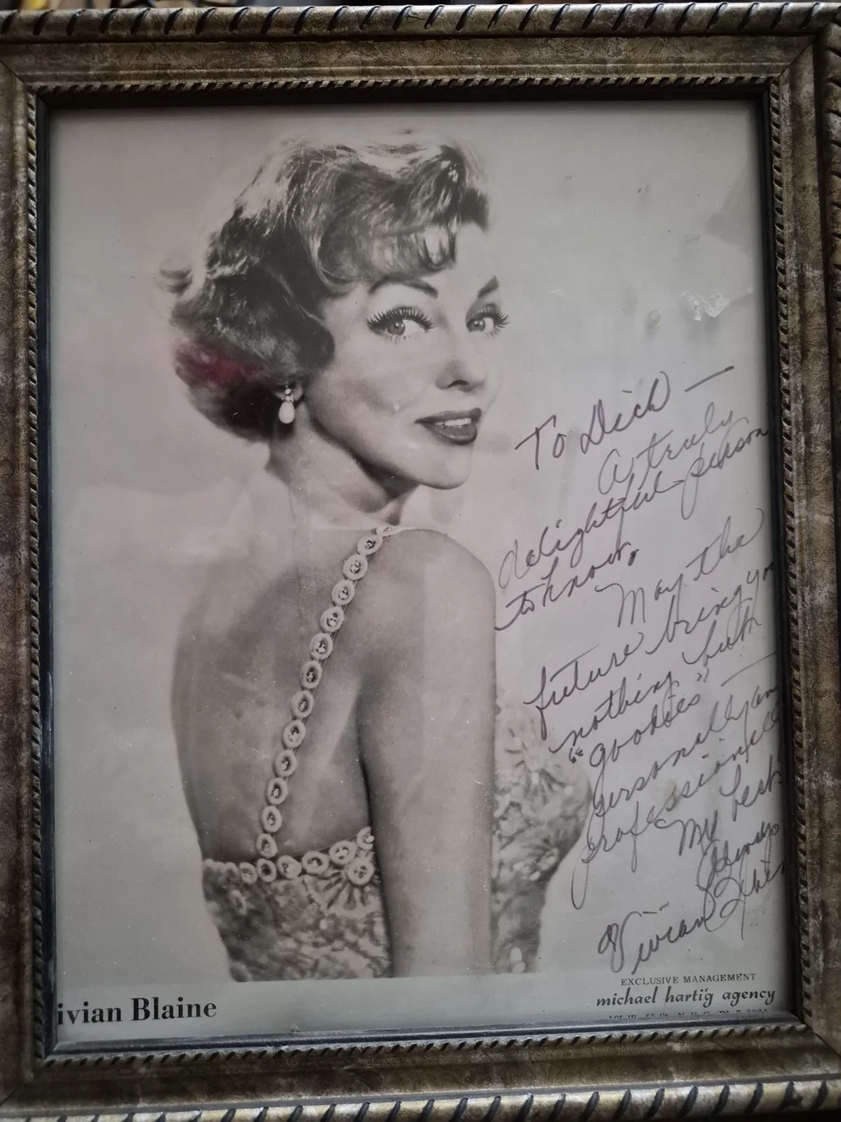 Vivian Blaine — Vivian Blaine Autographed Original Framed Photograph with Inscription