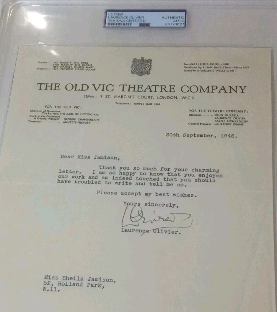 Laurence Olivier — LAURENCE OLIVIER 1946 HAND SIGNED LETTER FROM THE OLD VIC THEATRE ! PSA, image 5