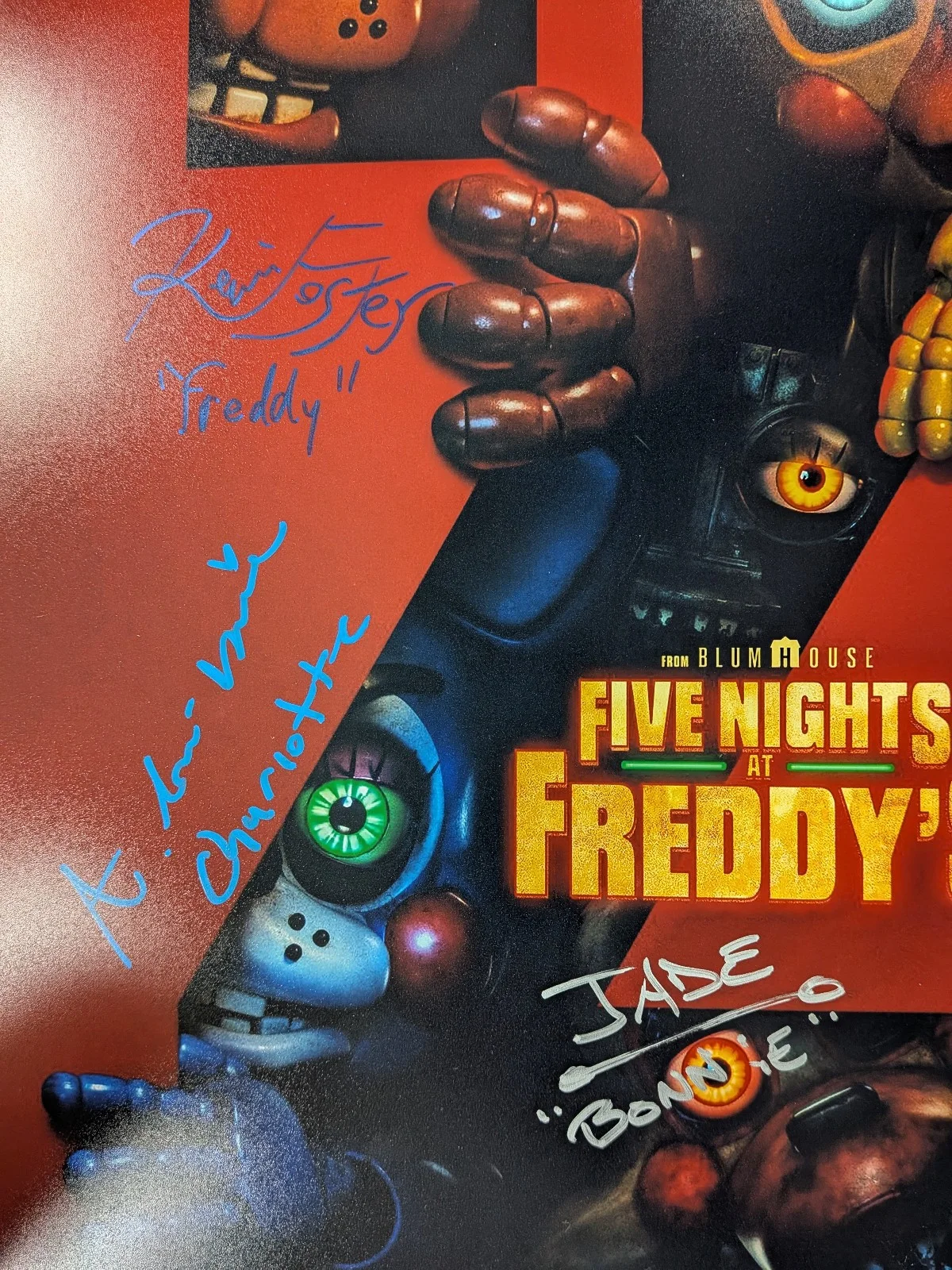 KEVIN FOSTER AUDREY LYNN-MARIE JADE KINDAR-MARTIN 3x Signed 11x17 Photo FNAF JSA, изображение 2