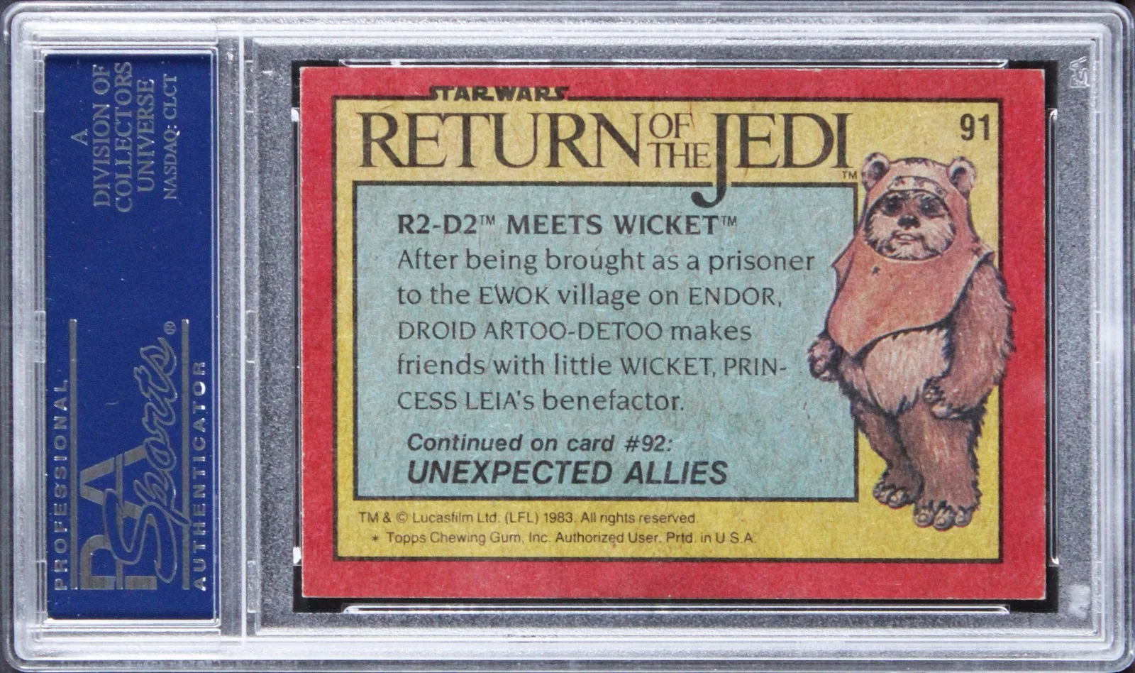 Kenny Baker, Warwick Davis — Kenny Baker & Warwick Davis Signed 1983 Star Wars ROTJ #91 Card PSA/DNA Slabbed, изображение 2