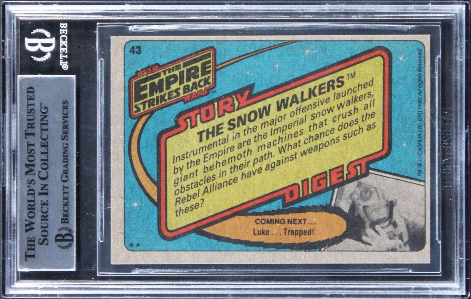 Phil Tippett, Jon Berg, Doug Beswick — (3) Tippett +2 Signed 1980 Star Wars Empire Strikes Back #43 Card BAS Slabbed, image 2