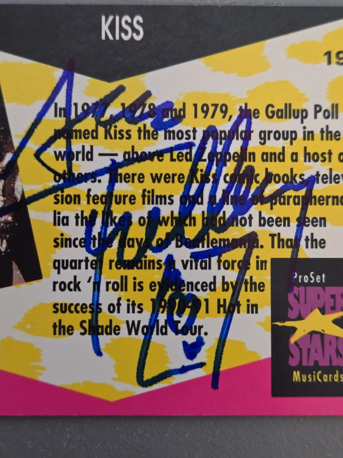 Ace Frehley KISS Signed Trading Card w/Guitar Pick NO COA, изображение 2