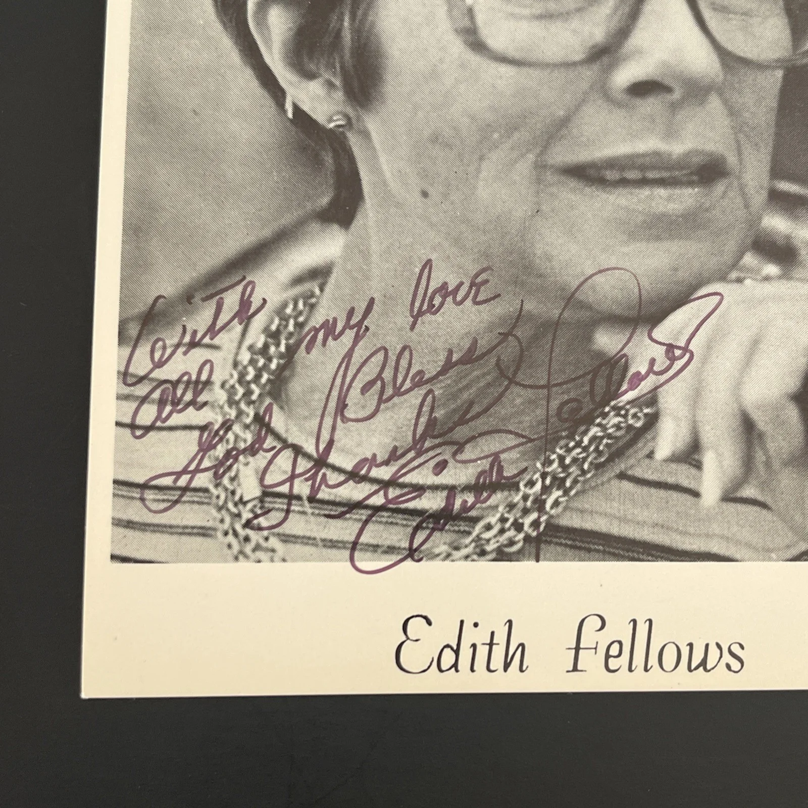 EDITH FELLOWS Child Star Three Stooges: Hand Signed Celebrity CompCard 4x6” /KSK, image 2