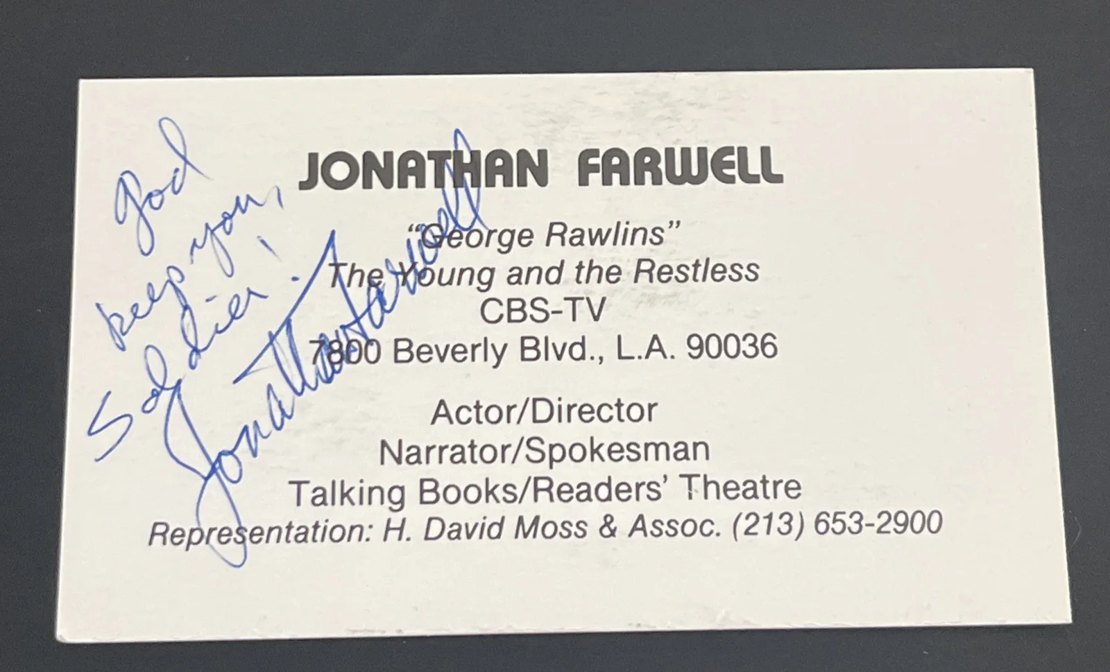 JONATHAN FARWELL Young & The Restless: Signed Celebrity Photo Card 2 x 3.5”/ KSK, image 4