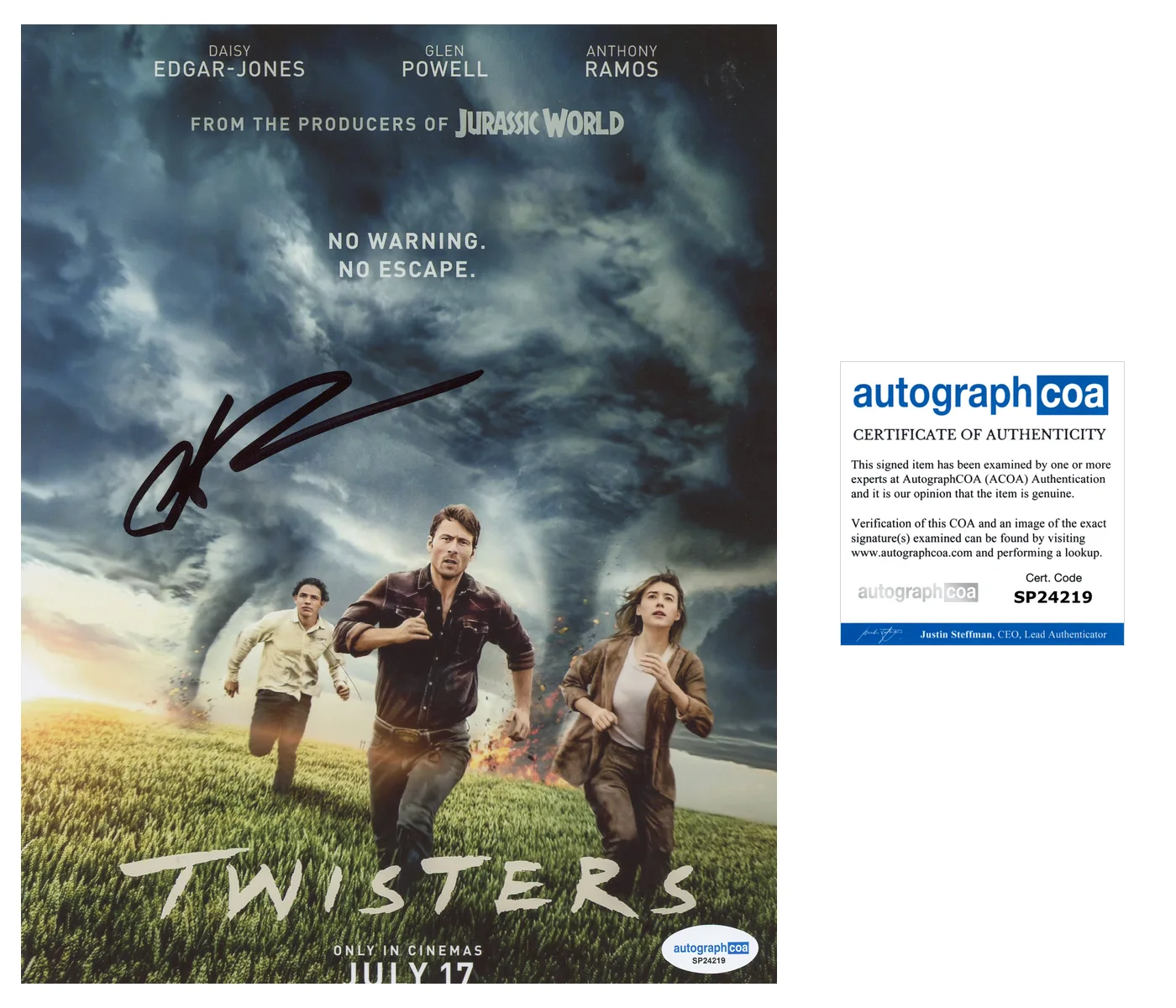 Anthony Ramos — Anthony Ramos Signed Autographed TWISTERS 8x10 Photo ACOA E Transformers
