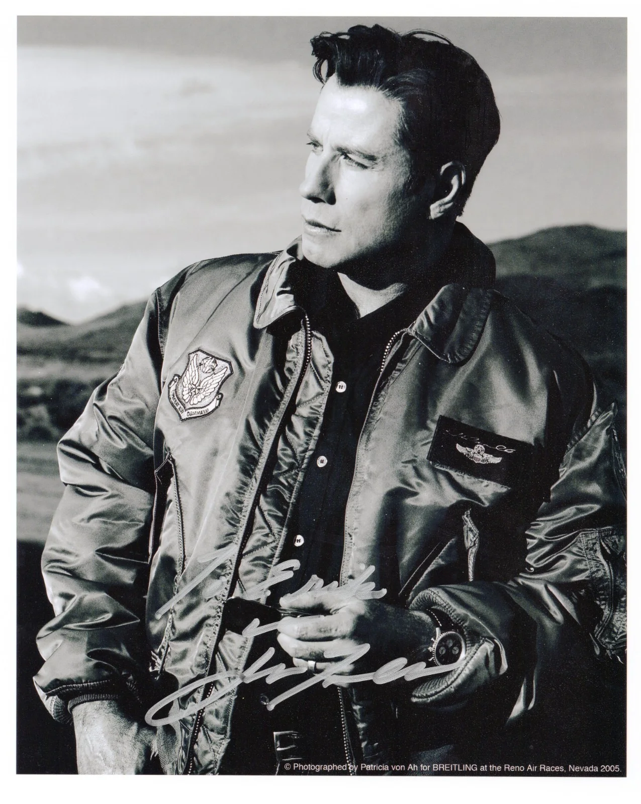 Travolta — John Travolta Signed to Erik, Autographed 8x10 B/W Photo- Includes COA