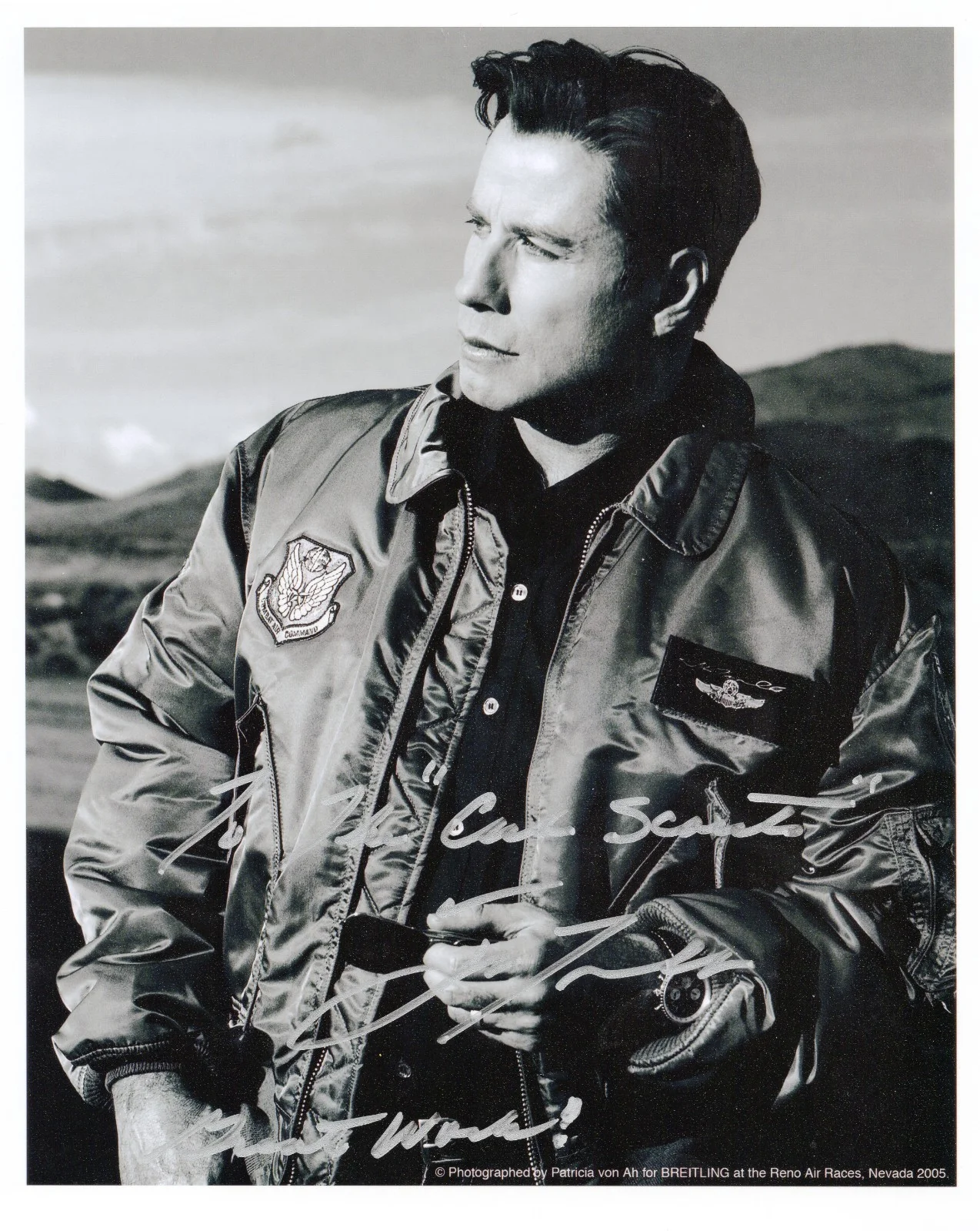 Travolta — John Travolta Signed to the Cub Scouts, Autographed 8x10 B/W Photo- Includes COA